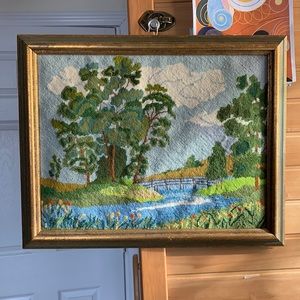 Vintage Needle Point Landscape